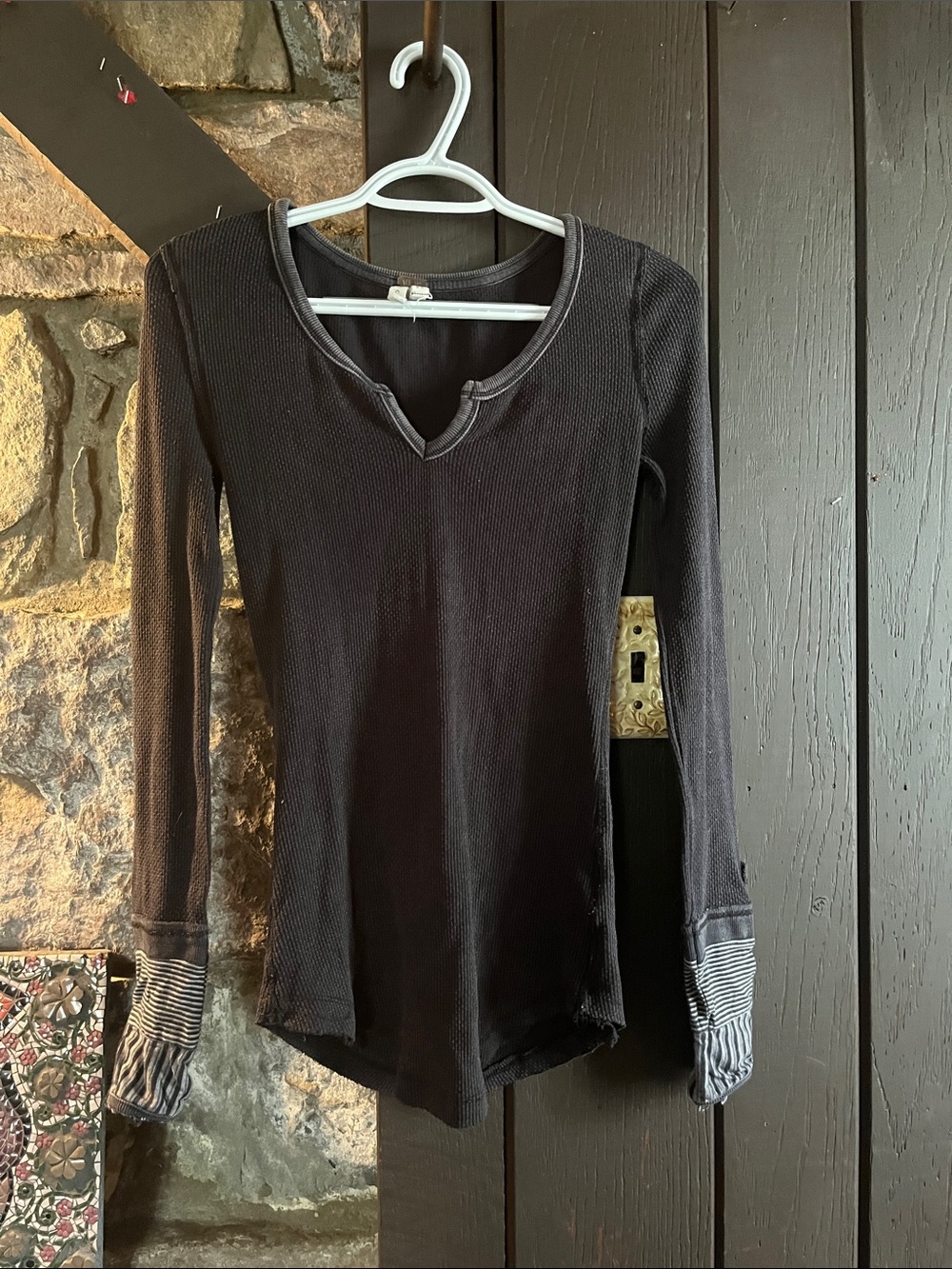 Free People Vintage Black Cuff Thermal! S